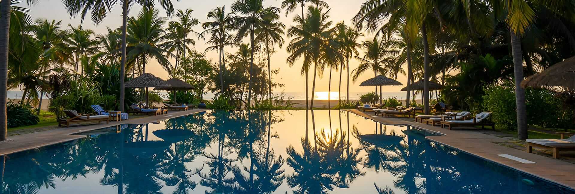 Neeleshwar Hermitage at Neeleshwar Beach North Kerala India (Swimming Pool at Sunset) 1