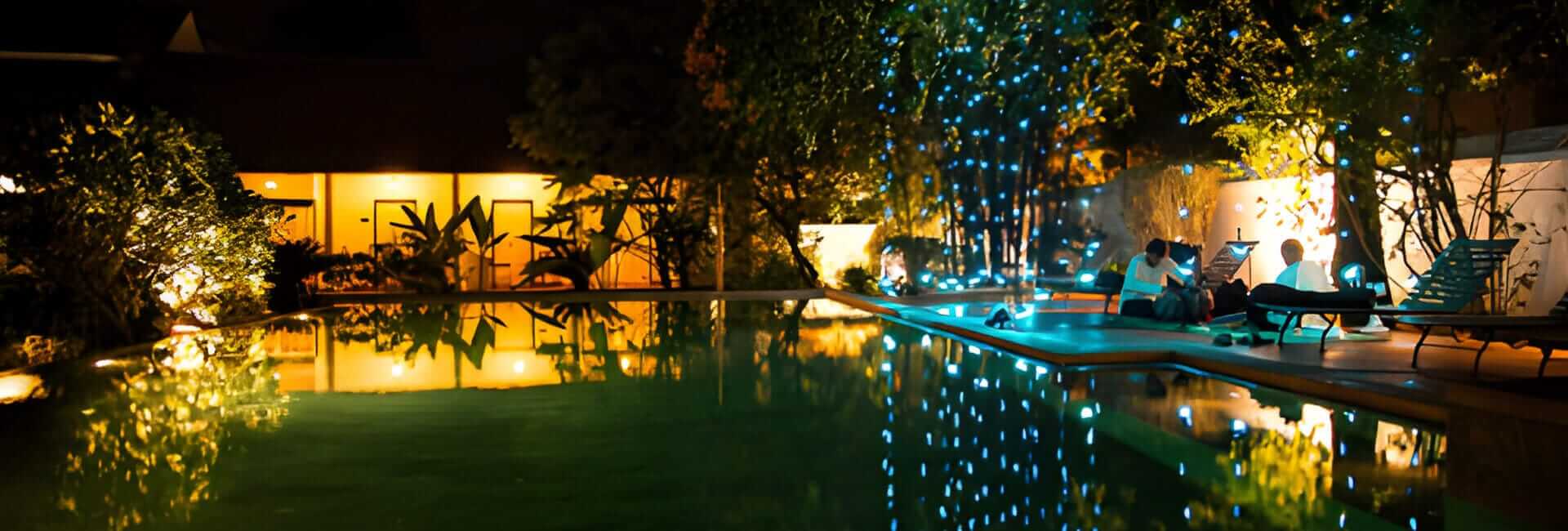 Old Harbour Hotel in Cochin, Kerala India (Swimming Pool by Night) 2